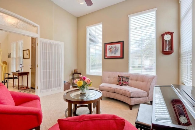 118 Double Eagle, Escondido, CA 92026 - living area featuring ceiling fan and carpet floors