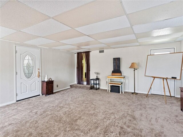 334 N Lomita St, Burbank, CA 91506 - below grade area featuring carpet floors and a drop ceiling
