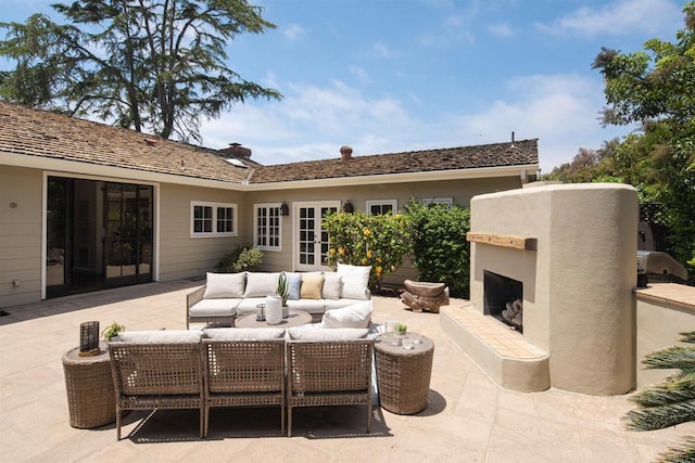8031 La Jolla Shores Dr, La Jolla, CA 92037 - view of patio with an outdoor living space with a fireplace