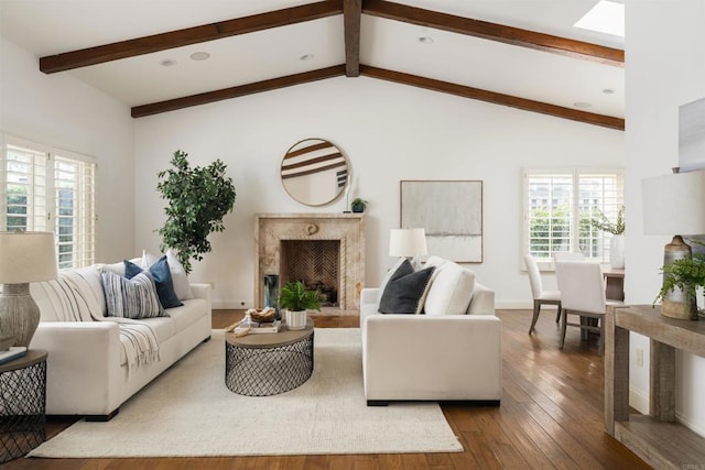 8031 La Jolla Shores Dr, La Jolla, CA 92037 - living room with hardwood / wood-style flooring, a high end fireplace, and recessed lighting