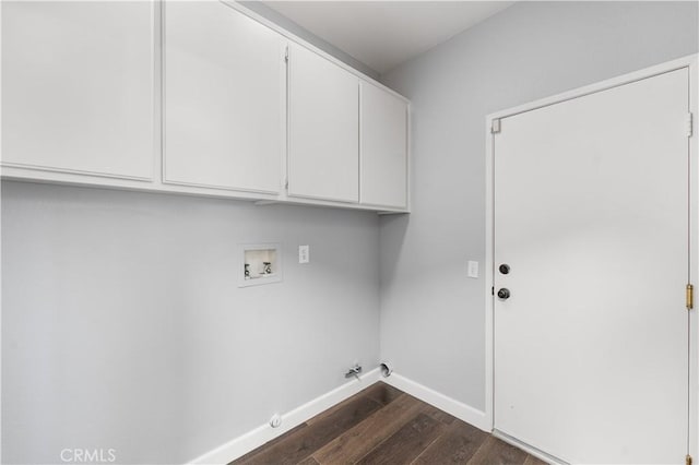 2892 Chuckwagon Rd, Palmdale, CA 93550 - laundry area with washer hookup, cabinet space, hookup for a gas dryer, and dark wood-type flooring