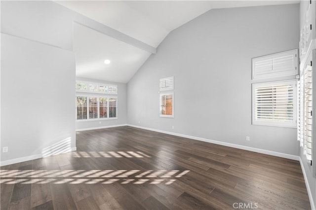 2892 Chuckwagon Rd, Palmdale, CA 93550 - unfurnished living room with wood finished floors and high vaulted ceiling