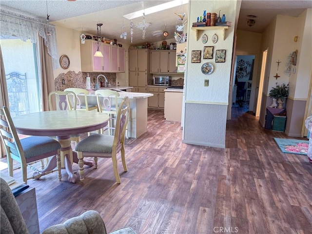 27545 Jasper Way, Castaic, CA 91384 - dining room featuring dark wood-type flooring and lofted ceiling