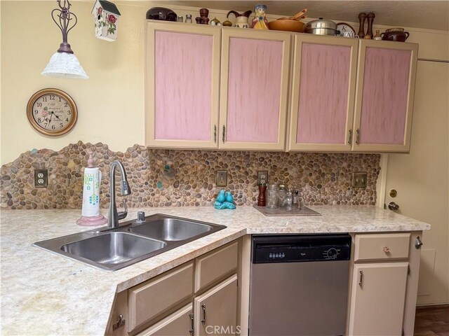 27545 Jasper Way, Castaic, CA 91384 - kitchen featuring dishwasher, light countertops, decorative backsplash, and decorative light fixtures