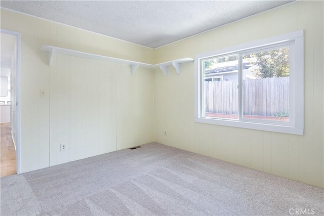 4955 Arizona Ave, Atascadero, CA 93422 - spare room featuring carpet, a textured ceiling, and wooden walls