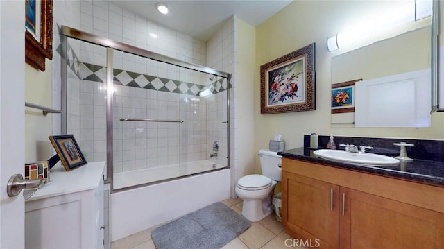 4821 Bakman Ave Unit 405, North Hollywood, CA 91601 - full bath with vanity, shower / bath combination with glass door, and tile patterned floors