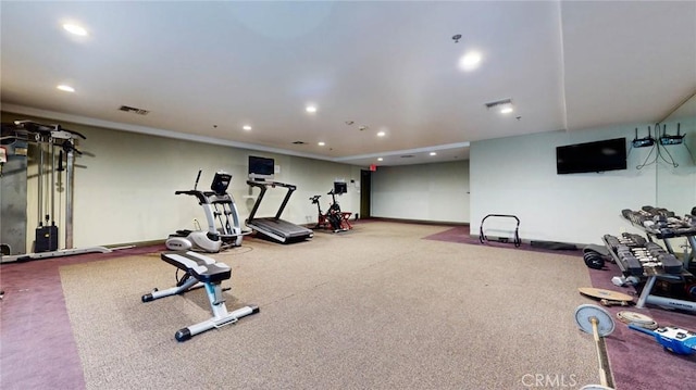 4821 Bakman Ave Unit 405, North Hollywood, CA 91601 - gym featuring recessed lighting and carpet floors