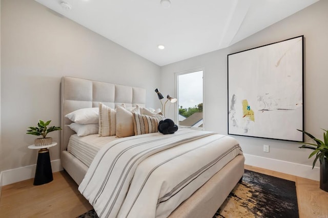3586 Garfield St, Carlsbad, CA 92008 - bedroom featuring lofted ceiling, light wood-style flooring, and recessed lighting
