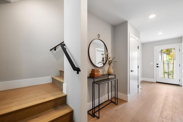 3586 Garfield St, Carlsbad, CA 92008 - staircase featuring wood finished floors and recessed lighting