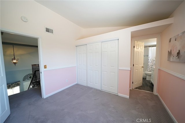 20004 Kent Ln, Canyon Country, CA 91351 - unfurnished bedroom with lofted ceiling, carpet flooring, and a closet
