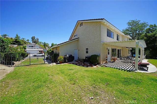 20004 Kent Ln, Canyon Country, CA 91351 - rear view of property with a pergola, stucco siding, and a patio area
