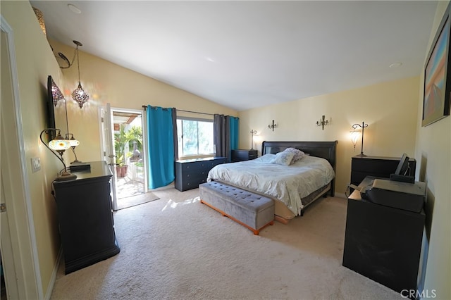 27768 Crookshank Dr, Saugus, CA 91350 - bedroom with access to outside, lofted ceiling, and carpet flooring