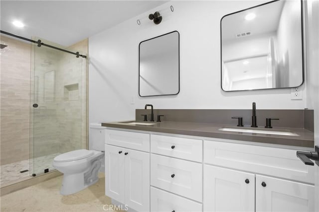 22983 Via Cereza Unit 3B, Mission Viejo, CA 92691 - full bath with double vanity and a shower stall