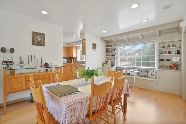 1801 Wilson Ave, Arcadia, CA 91006 - dining area featuring light wood-type flooring, plenty of natural light, recessed lighting, and beam ceiling