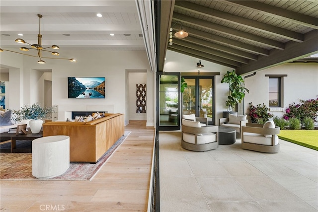 30 Catalina Vista Rd, Ladera Ranch, CA 92694 - reception area featuring wooden ceiling and a chandelier