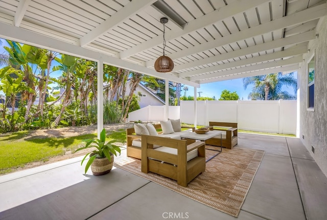 4532 Zella Ln, Yorba Linda, CA 92886 - fenced backyard featuring outdoor lounge area, a patio, and a pergola