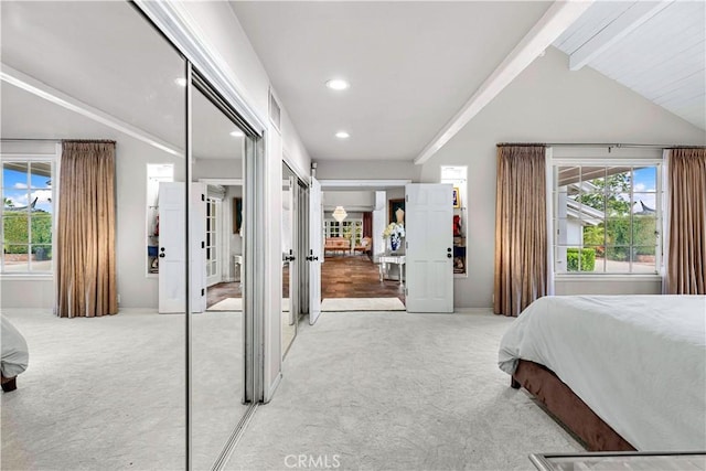 17437 Tarzana St, Encino, CA 91316 - bedroom with light carpet, recessed lighting, and multiple closets