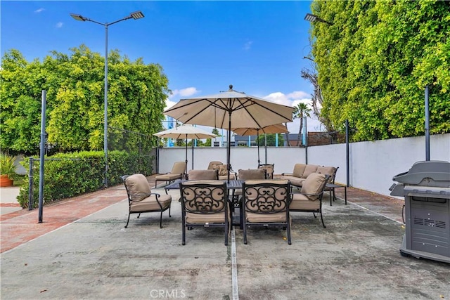 17437 Tarzana St, Encino, CA 91316 - view of patio featuring an outdoor hangout area and grilling area