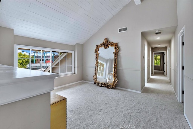 17437 Tarzana St, Encino, CA 91316 - living area with light colored carpet and high vaulted ceiling