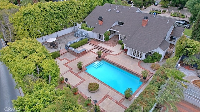17437 Tarzana St, Encino, CA 91316 - aerial view of property and surrounding area featuring a pool