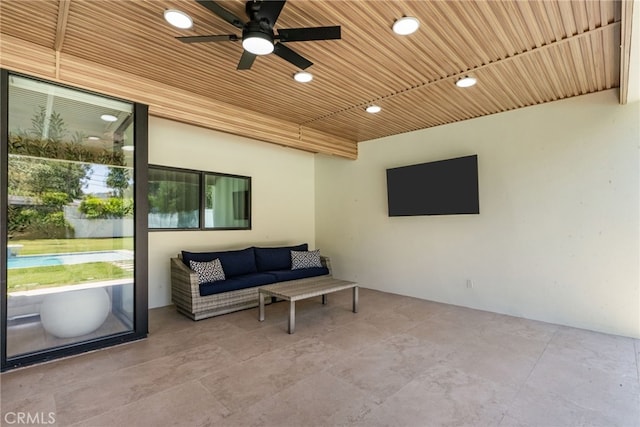 16810 Adlon Rd, Encino, CA 91436 - view of patio with a ceiling fan and outdoor lounge area