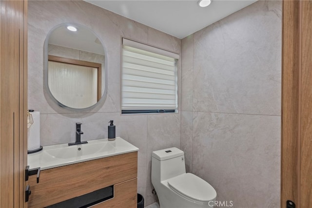16810 Adlon Rd, Encino, CA 91436 - half bath with vanity and tile walls