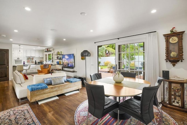 308 Sunset Dr Unit A, Encinitas, CA 92024 - dining area featuring plenty of natural light, dark wood-type flooring, and recessed lighting
