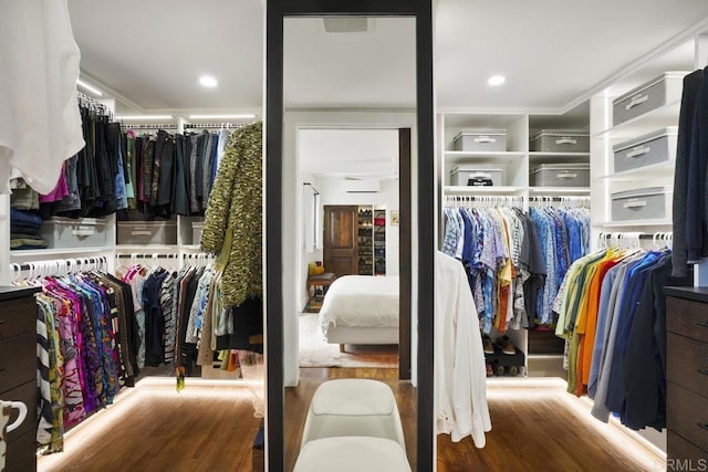 308 Sunset Dr Unit A, Encinitas, CA 92024 - walk in closet featuring wood finished floors and a wall mounted air conditioner