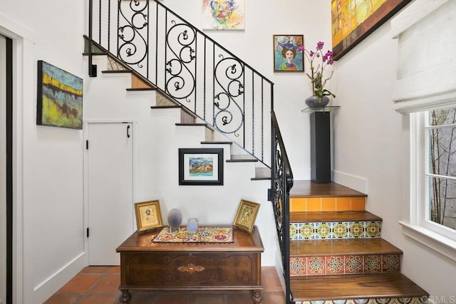308 Sunset Dr Unit A, Encinitas, CA 92024 - stairs featuring tile patterned flooring