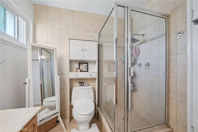 18472 Dragonera Dr, Rowland Heights, CA 91748 - full bath with a shower stall, vanity, and tile walls