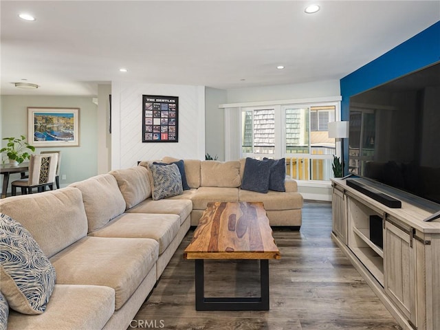 625 Esplanade Unit 29, Redondo Beach, CA 90277 - living room with recessed lighting and dark wood-style flooring