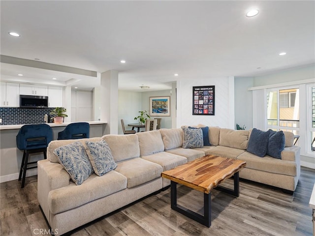 625 Esplanade Unit 29, Redondo Beach, CA 90277 - living area featuring recessed lighting and wood finished floors
