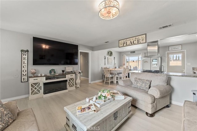 624 N Yucca Ave, Rialto, CA 92376 - living room with light wood finished floors and a glass covered fireplace