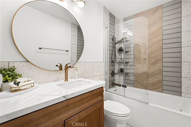 9403 Via Yolanda, Burbank, CA 91504 - bathroom featuring vanity, washtub / shower combination, and tile walls