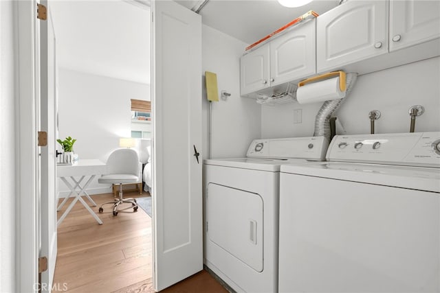 9403 Via Yolanda, Burbank, CA 91504 - washroom with separate washer and dryer, cabinet space, wood finished floors, and a desk