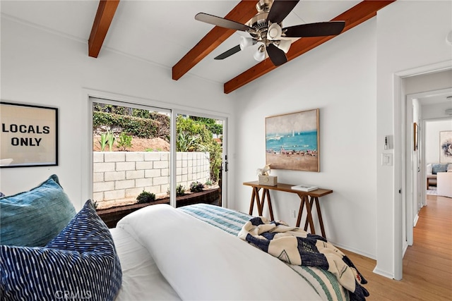 32055 Virginia Way, Laguna Beach, CA 92651 - bedroom with wood finished floors, ceiling fan, and access to exterior