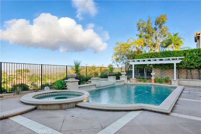 4451 Birdie Dr, Corona, CA 92883 - view of pool featuring a fenced backyard, a patio, and a pool with connected hot tub