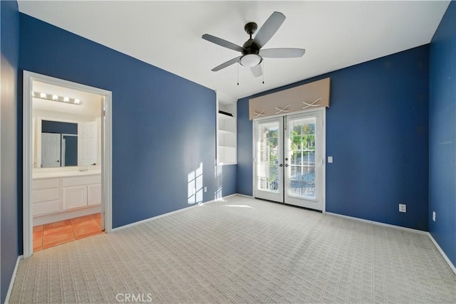 4451 Birdie Dr, Corona, CA 92883 - unfurnished room featuring carpet, ceiling fan, and french doors