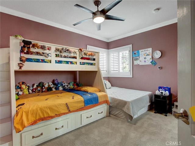 27020 Daisy Cir, Yorba Linda, CA 92887 - bedroom featuring carpet, crown molding, and ceiling fan