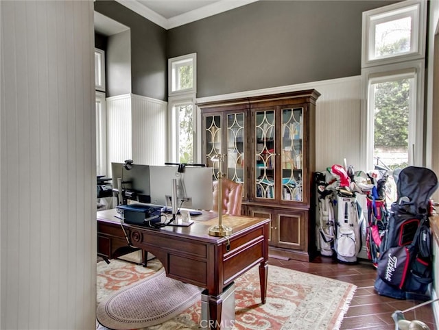 27020 Daisy Cir, Yorba Linda, CA 92887 - office with wainscoting, dark tile patterned floors, and wood walls