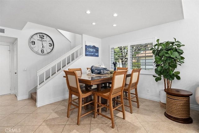 50 Niguel Pointe Dr Unit 118, Laguna Niguel, CA 92677 - dining area featuring stairs, recessed lighting, and light tile patterned floors