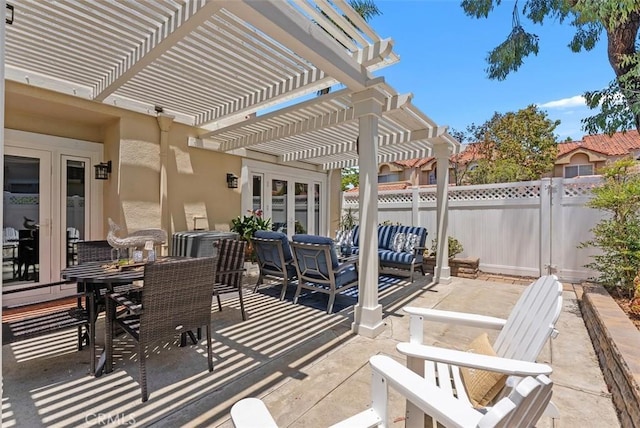 50 Niguel Pointe Dr Unit 118, Laguna Niguel, CA 92677 - view of patio / terrace featuring french doors, a pergola, and outdoor lounge area