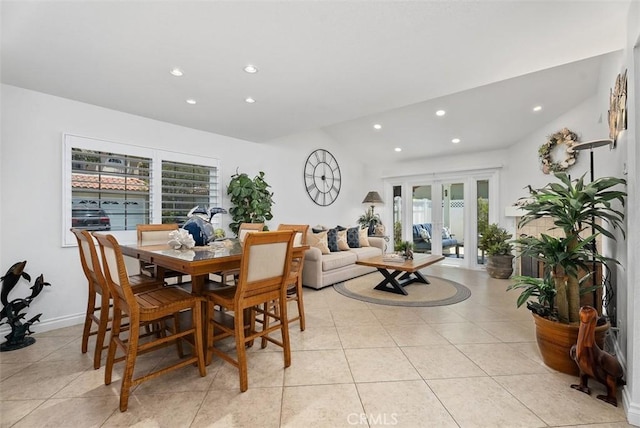 50 Niguel Pointe Dr Unit 118, Laguna Niguel, CA 92677 - dining area featuring recessed lighting, light tile patterned flooring, french doors, and plenty of natural light