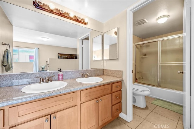 1821 Pepper St Unit 3, Alhambra, CA 91801 - full bath featuring double vanity, tile patterned flooring, and combined bath / shower with glass door