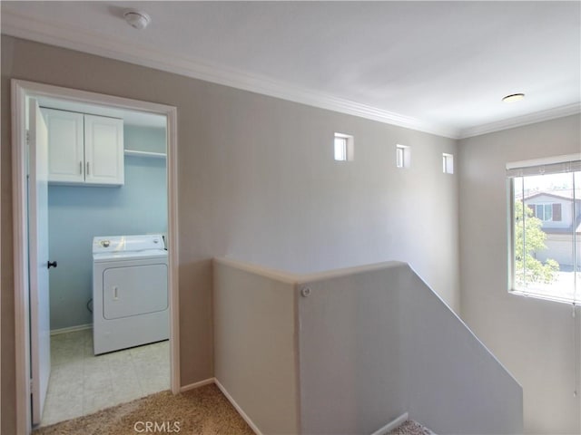 11961 Limestone Ct, Yucaipa, CA 92399 - laundry room featuring washer / dryer and ornamental molding