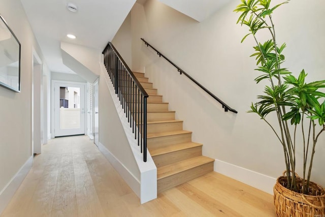 3584 Garfield St, Carlsbad, CA 92008 - stairs featuring wood finished floors and recessed lighting