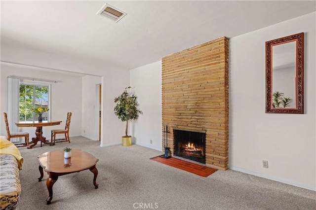 2505 N Keystone St, Burbank, CA 91504 - living area featuring carpet floors and a stone fireplace
