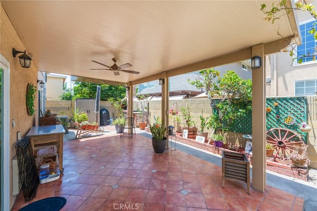 1219 221st St W, Torrance, CA 90502 - fenced backyard featuring a patio area and ceiling fan