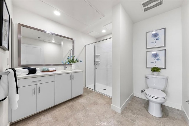 2526 Nolita, Irvine, CA 92612 - full bathroom with vanity, a shower stall, and recessed lighting