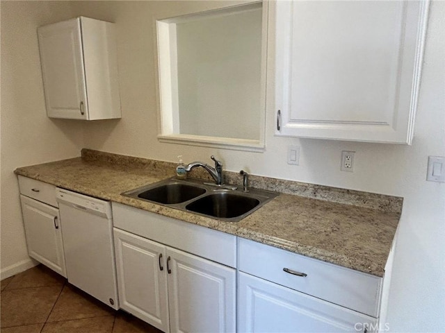 6162 Chia Ave Unit 29, Palms, CA 92277 - kitchen featuring white dishwasher, white cabinetry, tile patterned floors, and light countertops